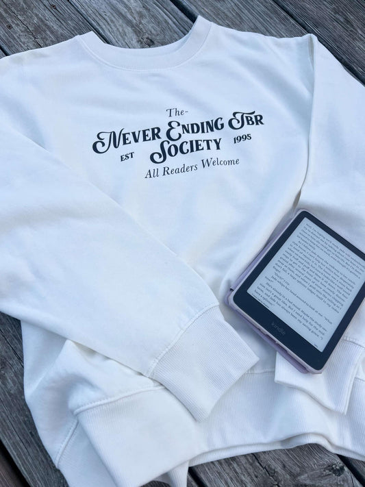 Never Ending TBR Society Ladies Boxy Crewneck Sweatshirt