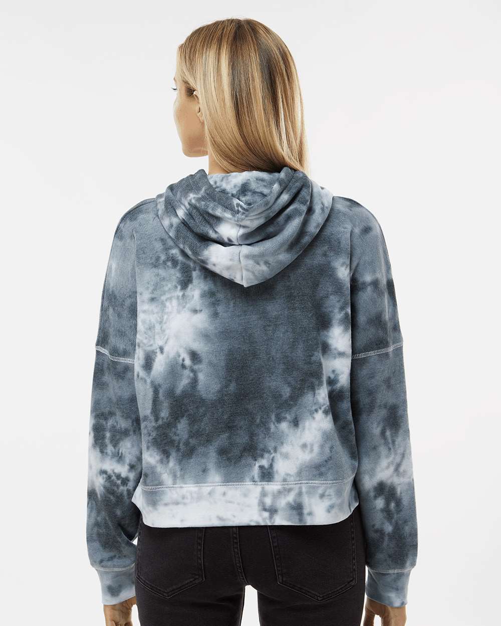 Black Tie-Dye Women's Crop Hooded Sweatshirt