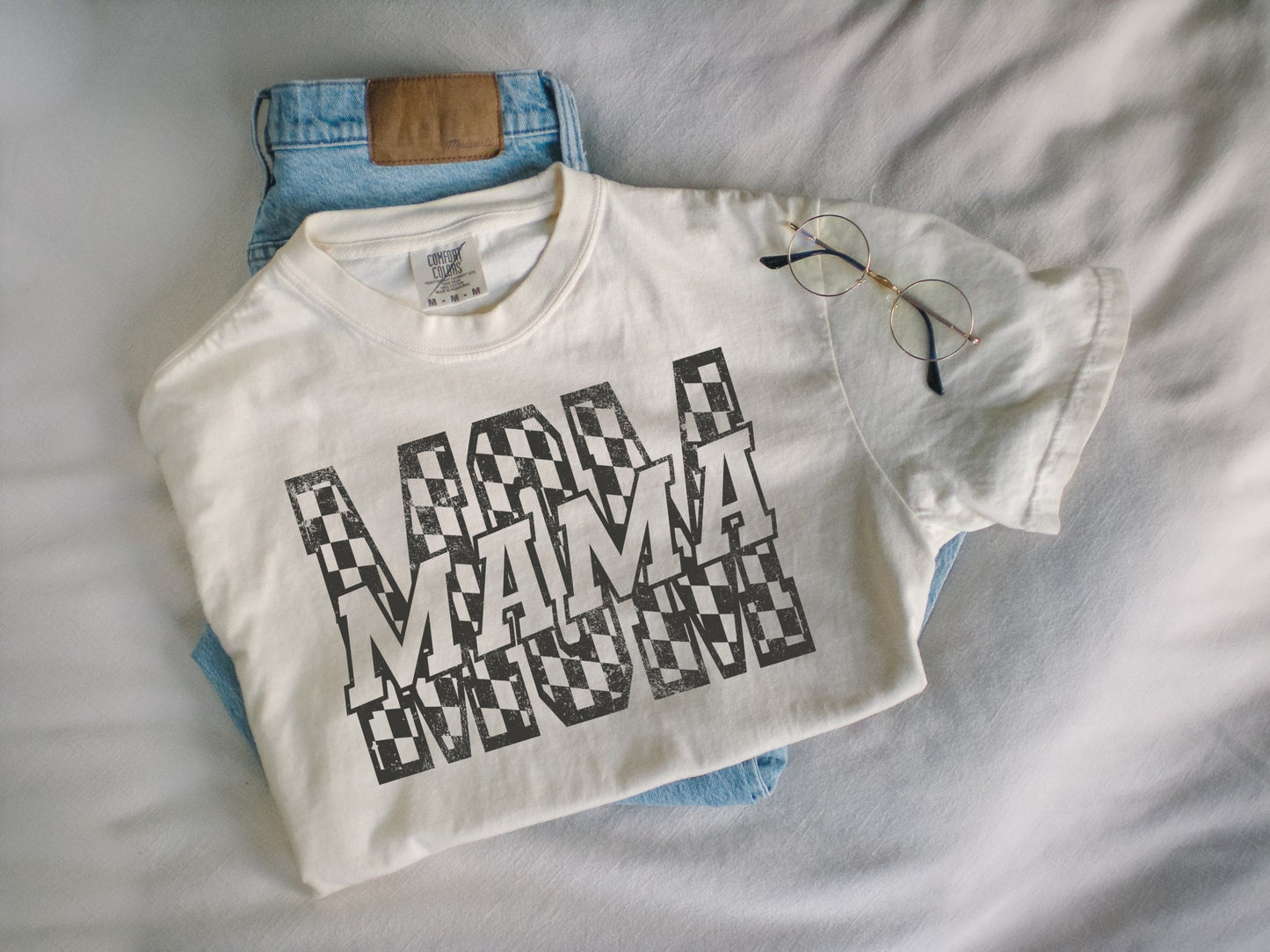 Mama Mom Checkered T-Shirt