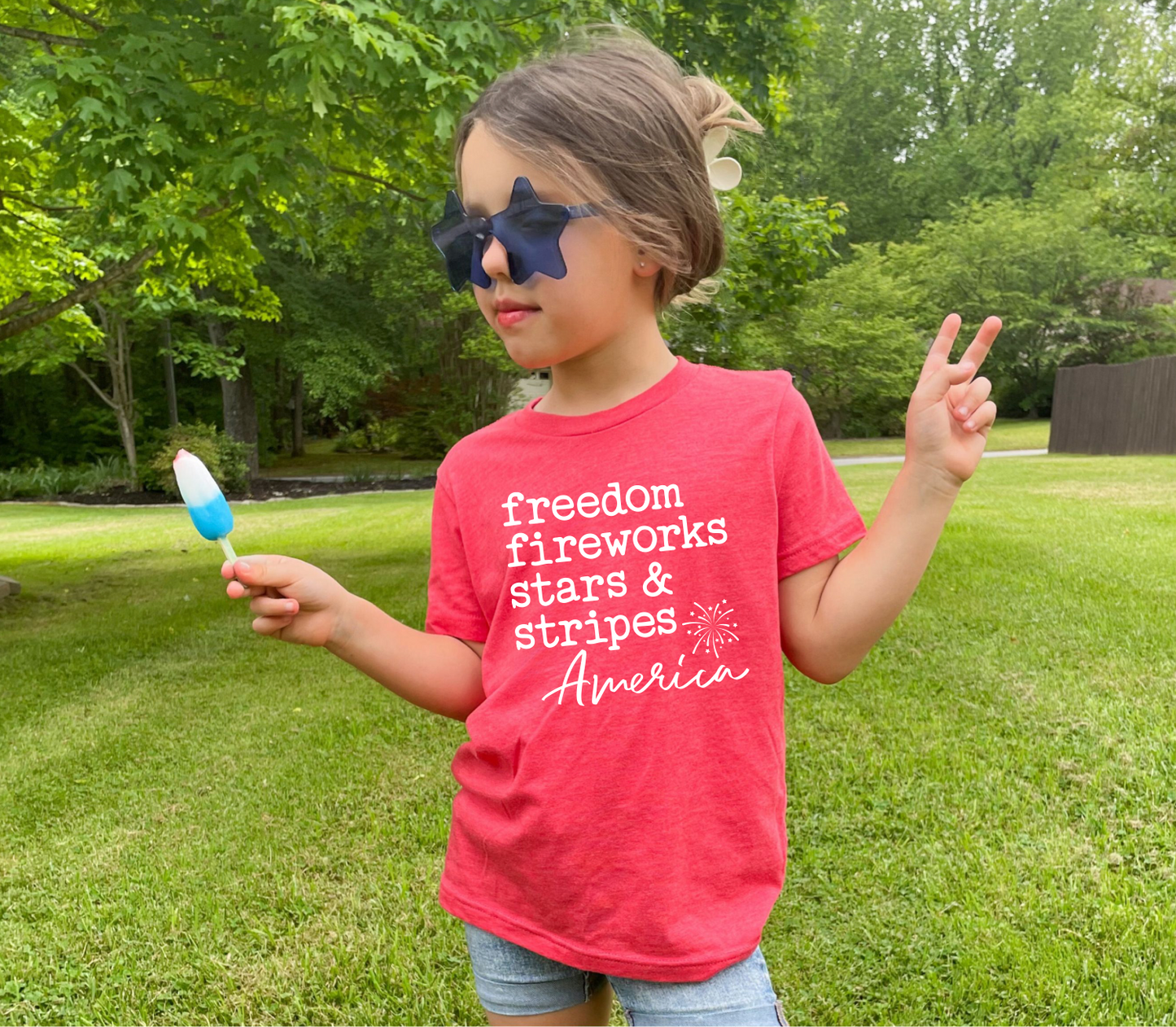 Freedom Fireworks Stars & Stripes America Toddler T-Shirt