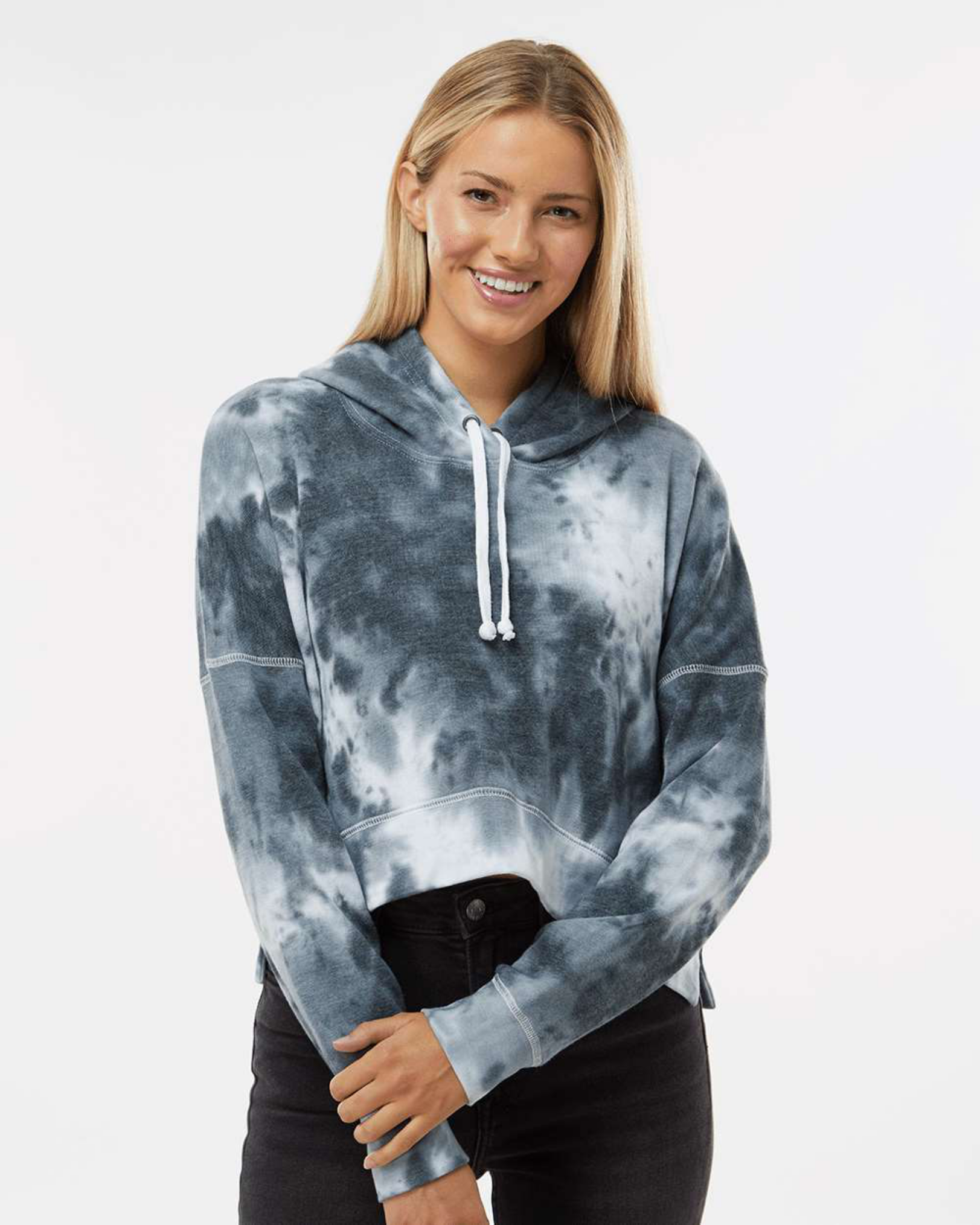 Pullover Hoodie Womens Black Tie Dye Hoodie Black Tie-Dye Women's