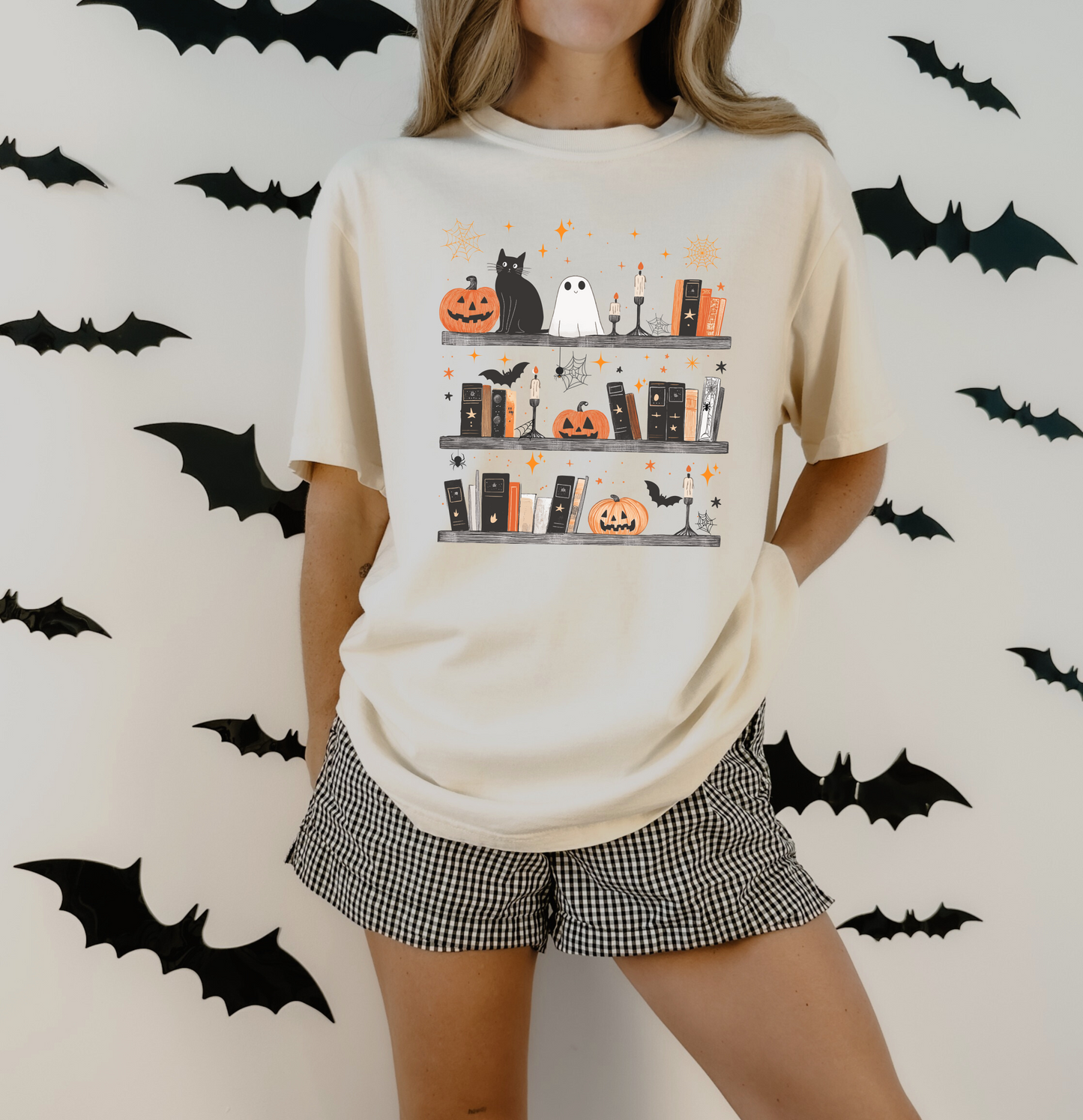 Cozy Halloween Bookshelf T-Shirt