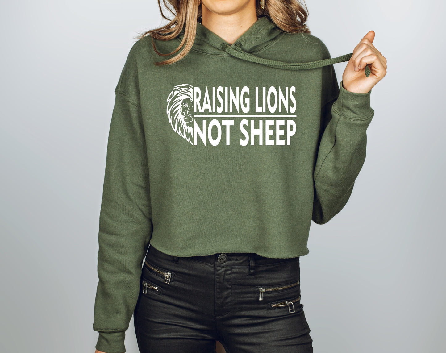 Raising Lions Not Sheep Crop Hoodie Sweatshirt