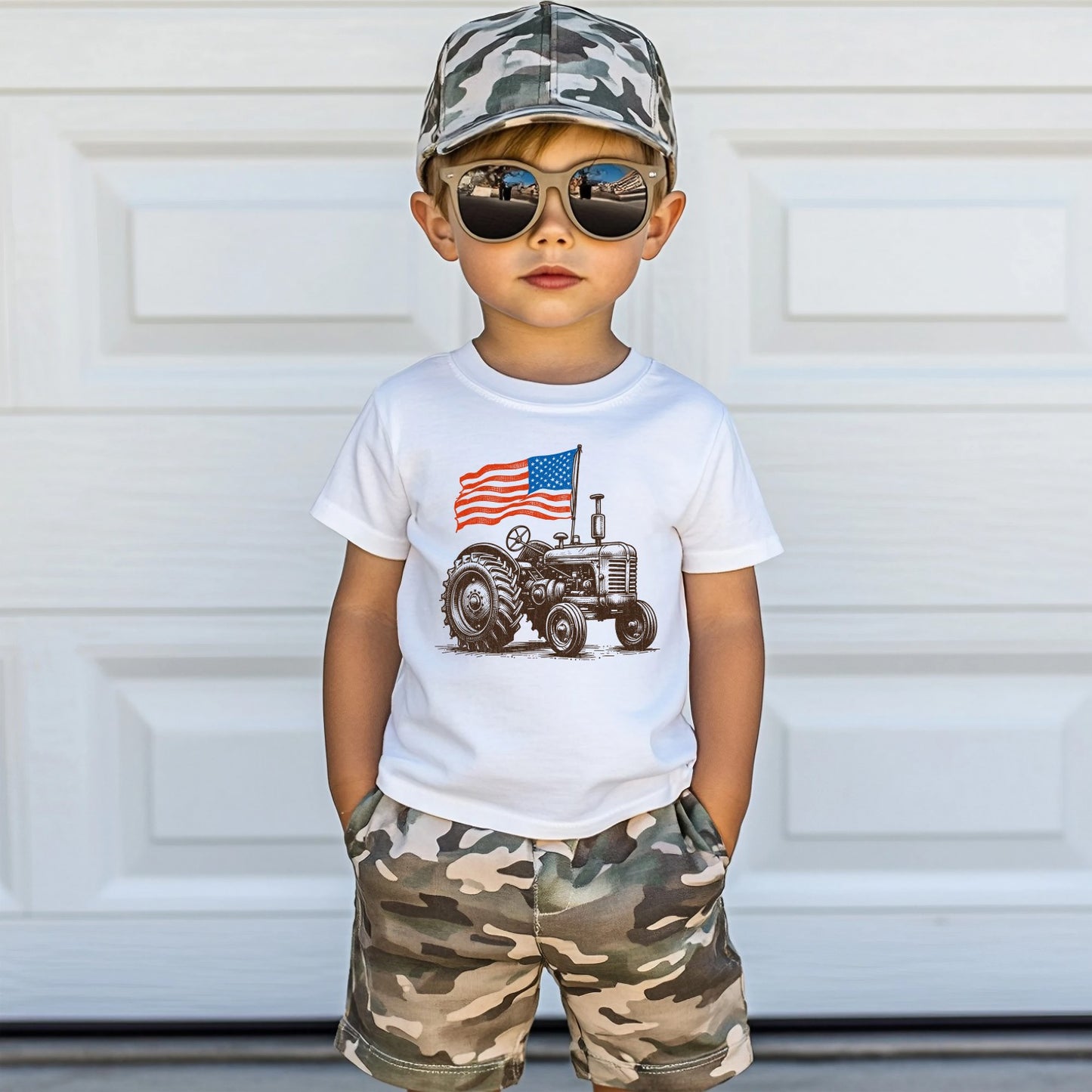 Tractor American Flag Infant/Toddler T-Shirt