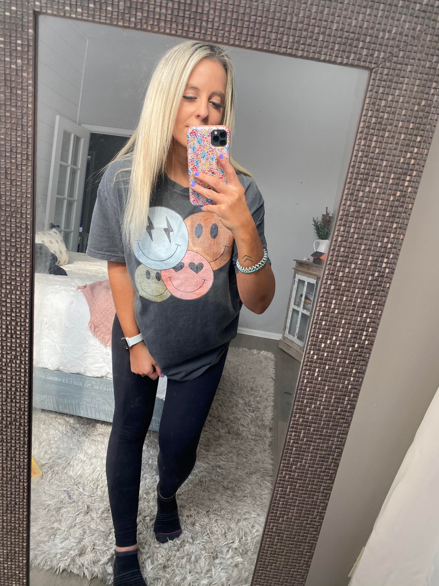 Vintage/Distressed Smiley Short Sleeve T-Shirt