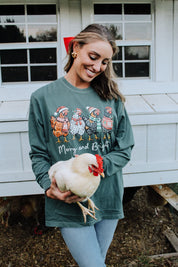 Merry And Bright Chickens Long Sleeve T-Shirt