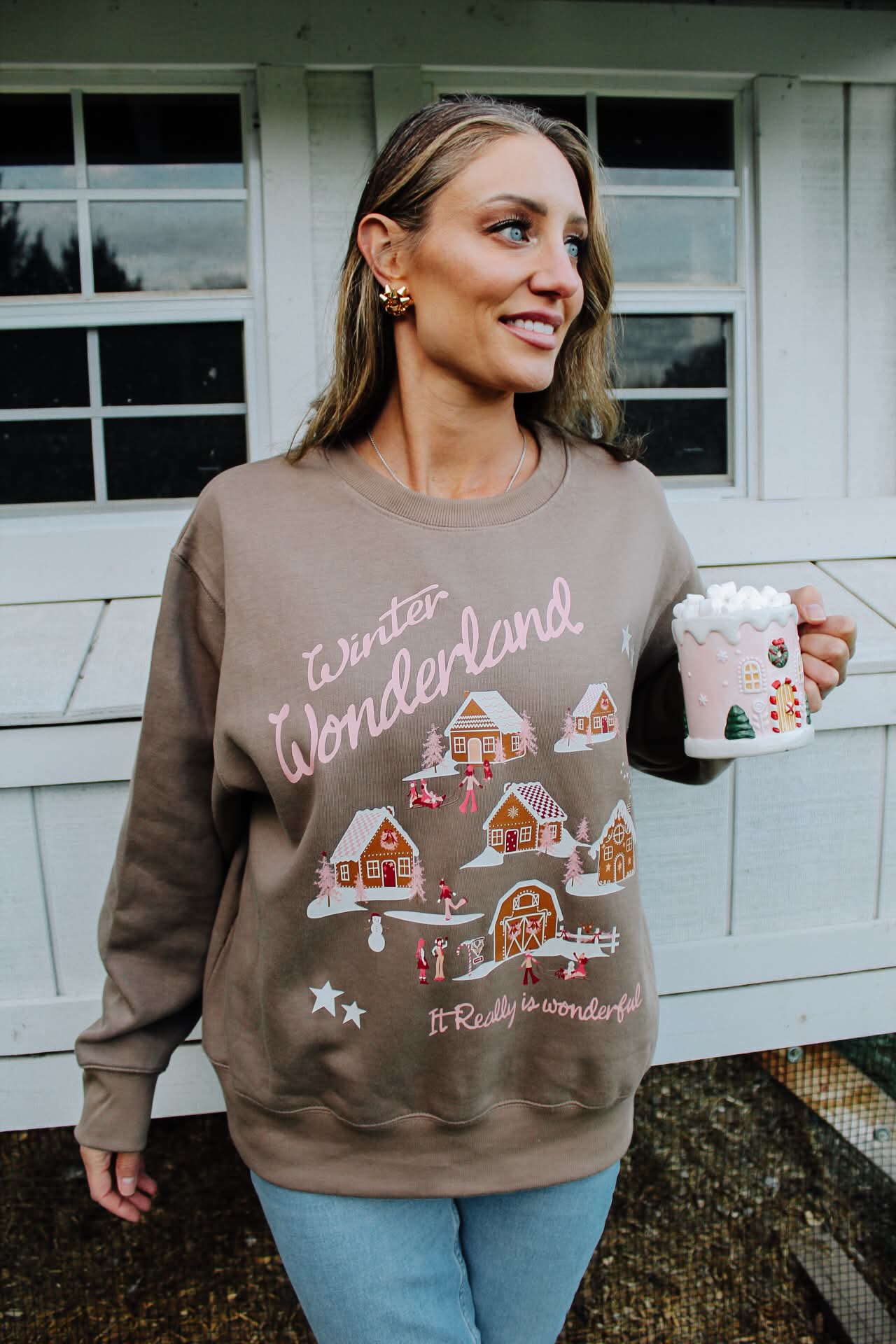 Winter Wonderland Ladies Boxy Crewneck Sweatshirt