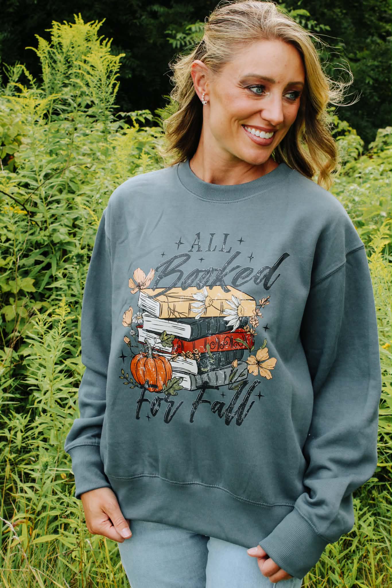 All Booked For Fall Ladies Boxy Crewneck Sweatshirt