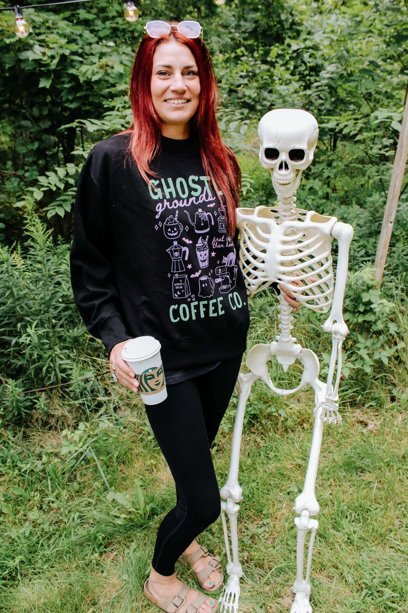 Ghostly Grounds Coffee CO Ladies Boxy Crewneck Sweatshirt