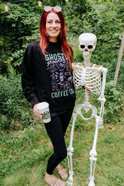Ghostly Grounds Coffee CO Ladies Boxy Crewneck Sweatshirt