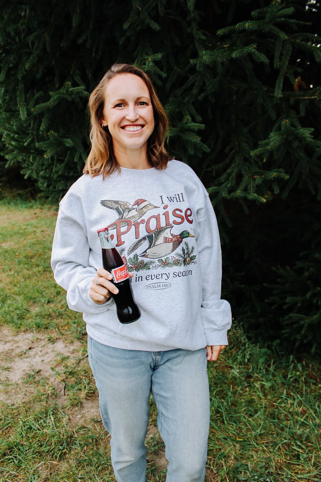 I Will Praise Him In Every Season Christmas Crewneck Sweatshirt