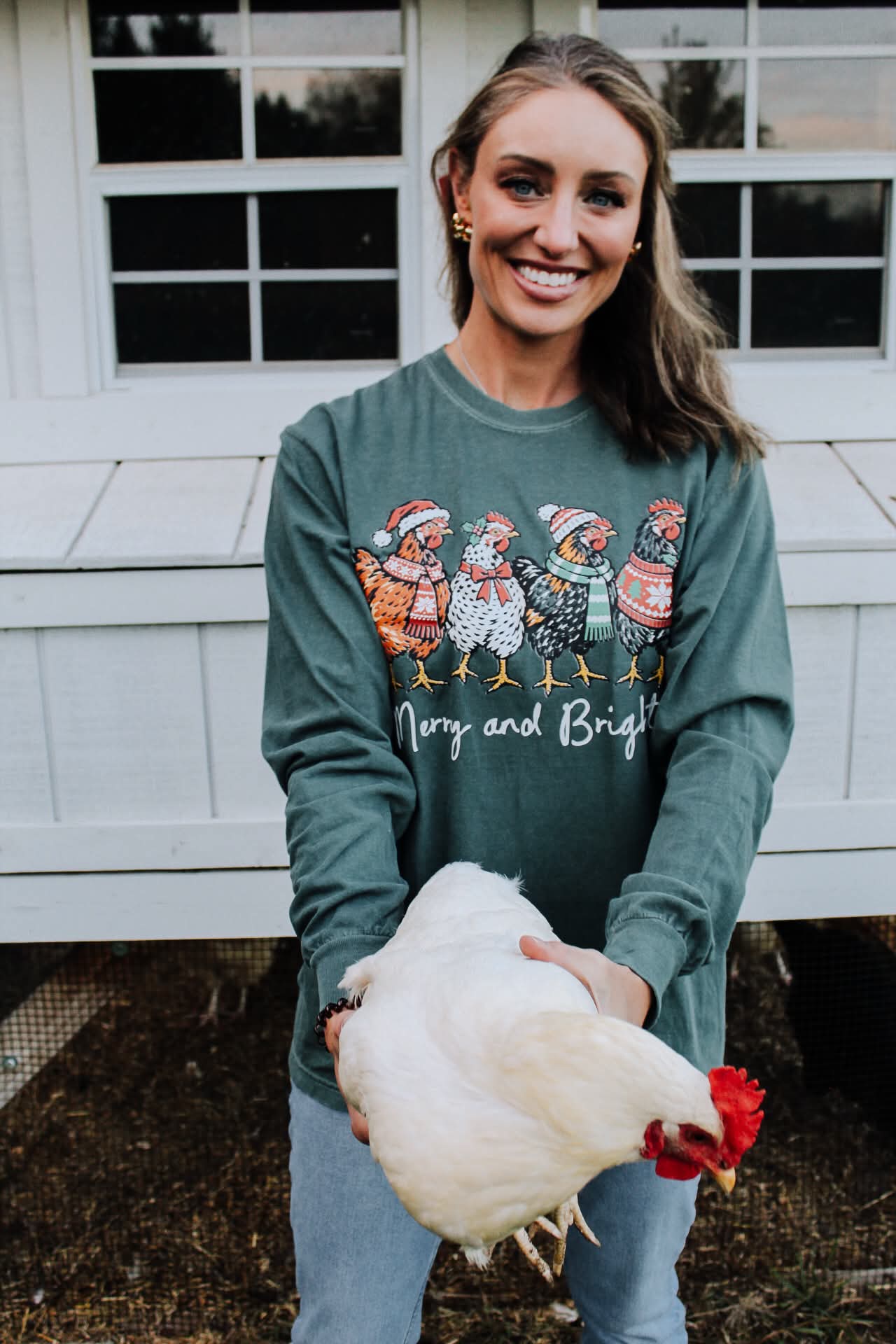 Merry And Bright Chickens Long Sleeve T-Shirt