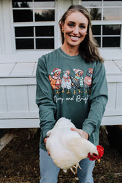 Merry And Bright Chickens Long Sleeve T-Shirt