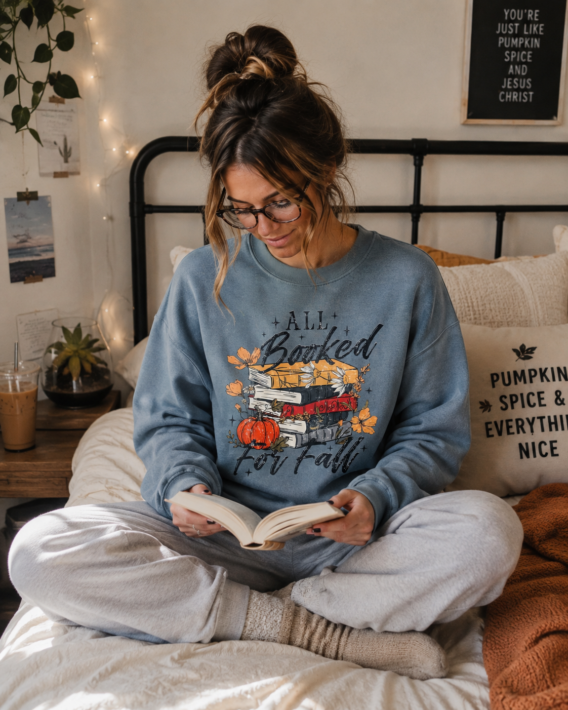 All Booked For Fall Ladies Boxy Crewneck Sweatshirt