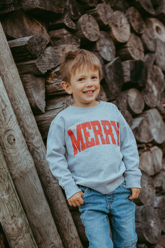 Merry Distressed Toddler Crewneck Sweatshirt