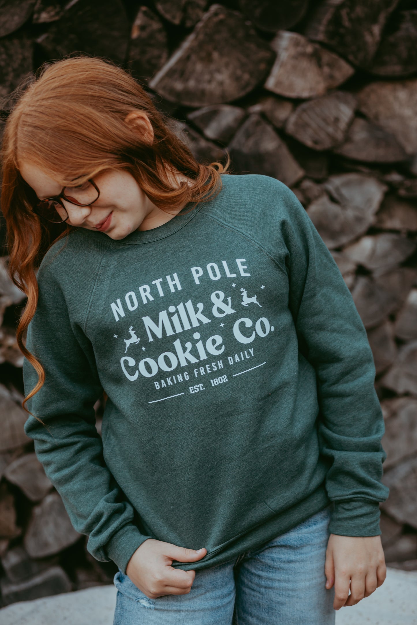 North Pole Cookies & Milk Youth Crewneck Sweatshirt