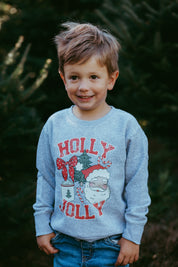 Holly Jolly Christmas Santa Toddler Crewneck Sweatshirt