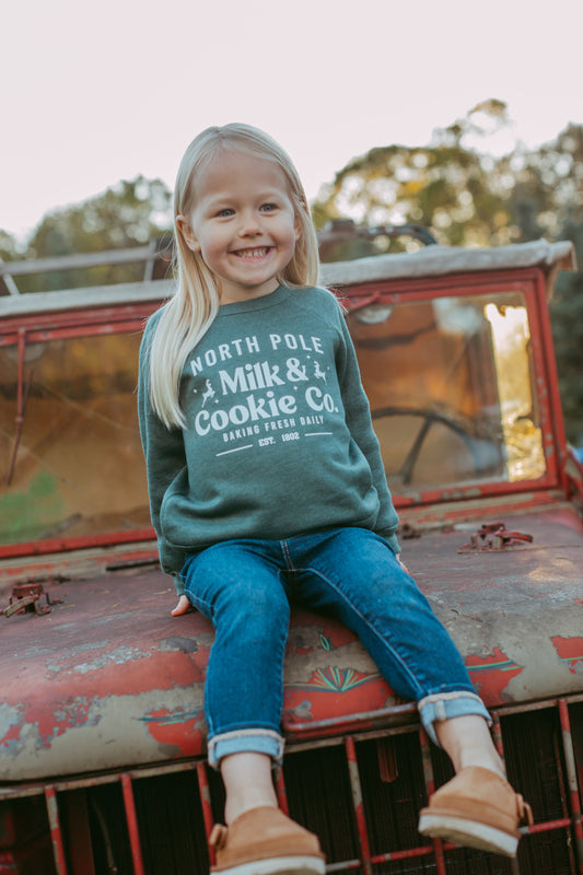 North Pole Cookies & Milk Toddler Crewneck Sweatshirt
