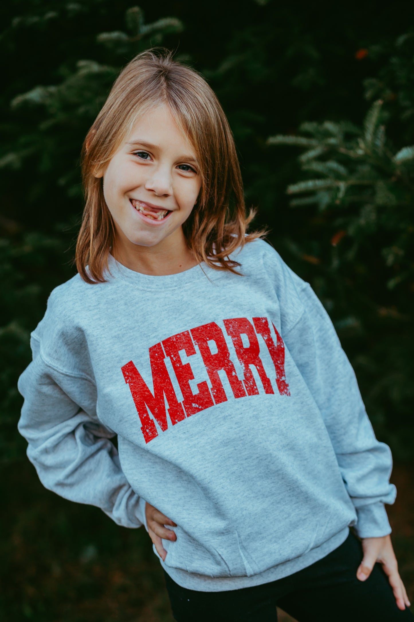 Merry Distressed Youth Crewneck Sweatshirt