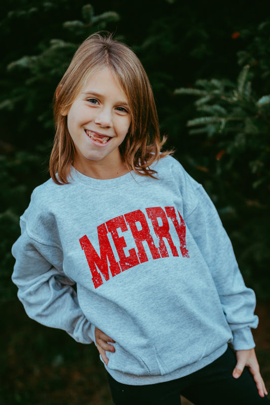 Merry Distressed Youth Crewneck Sweatshirt
