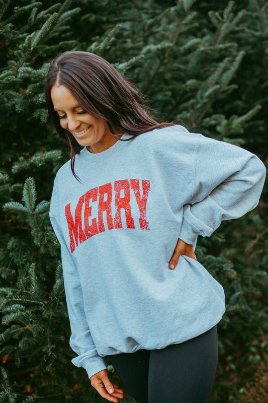 Merry Distressed Crewneck Sweatshirt