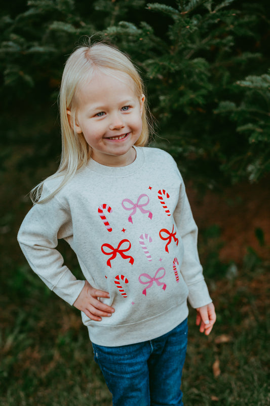 Candy Cane Bows Toddler Crewneck Sweatshirt