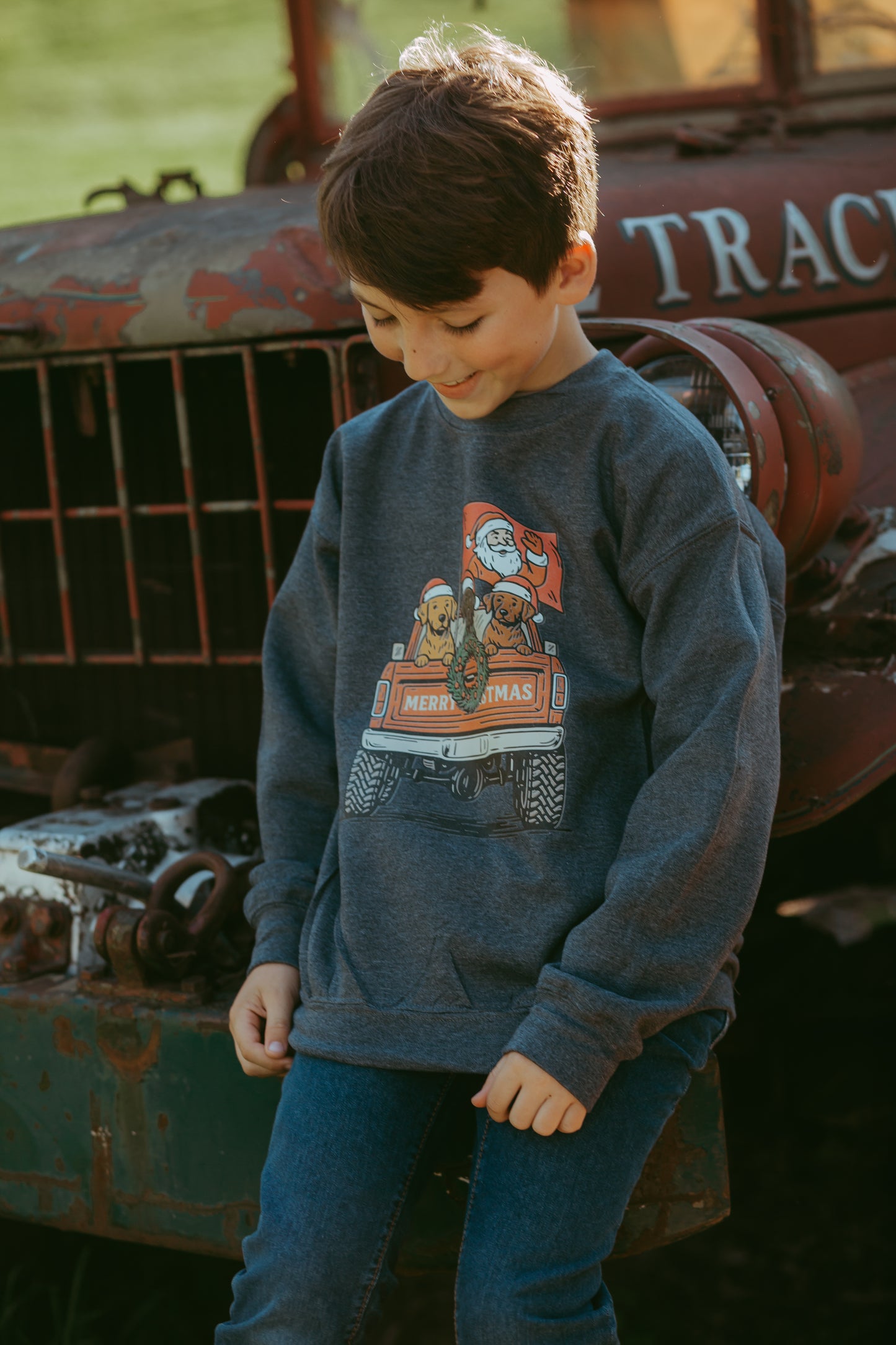 Santa Truck Youth Crewneck Sweatshirt