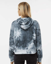 Black Tie-Dye Women's Crop Hooded Sweatshirt