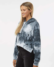 Black Tie-Dye Women's Crop Hooded Sweatshirt