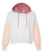 Women's Sueded Fleece Colorblocked Crop Hooded Sweatshirt