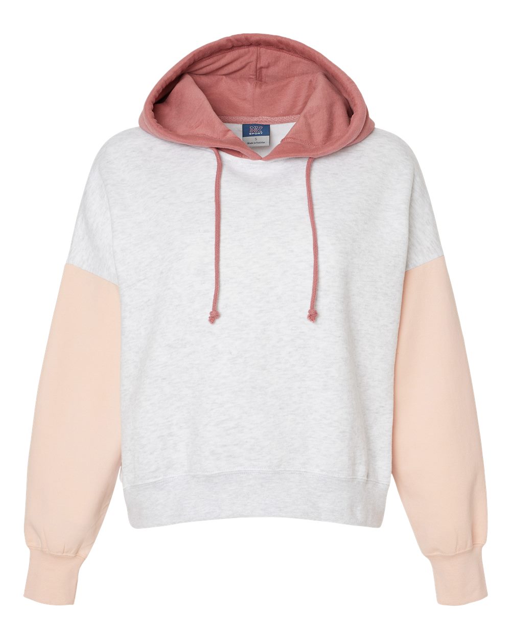 Women's Sueded Fleece Colorblocked Crop Hooded Sweatshirt