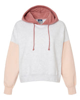 Women's Sueded Fleece Colorblocked Crop Hooded Sweatshirt