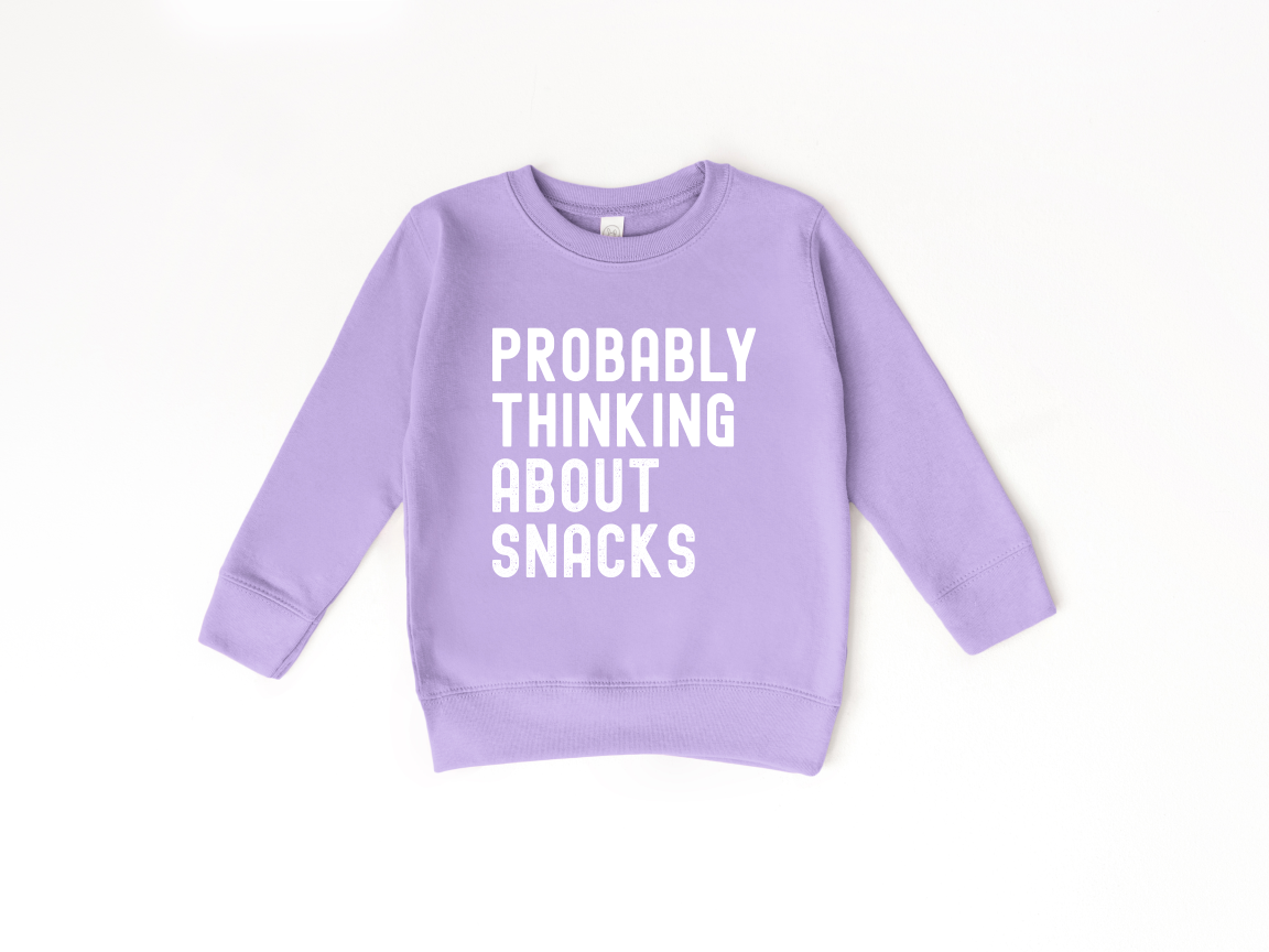 Probably Thinking About Snacks Toddler Crewneck Sweatshirt