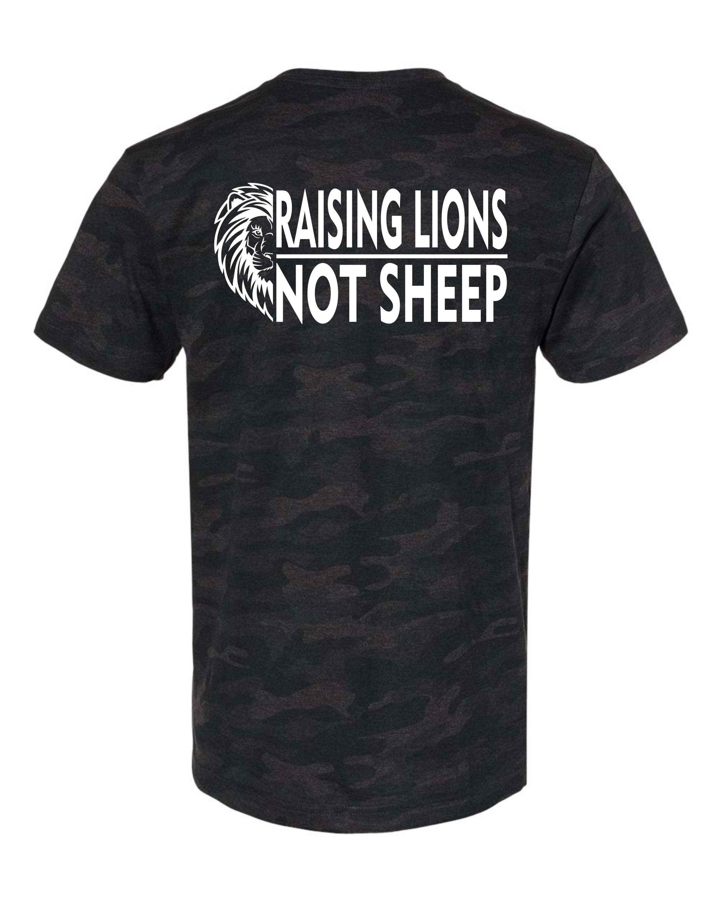 Raising Lions Not Sheep (Design on BACK) – Little Thread Co.