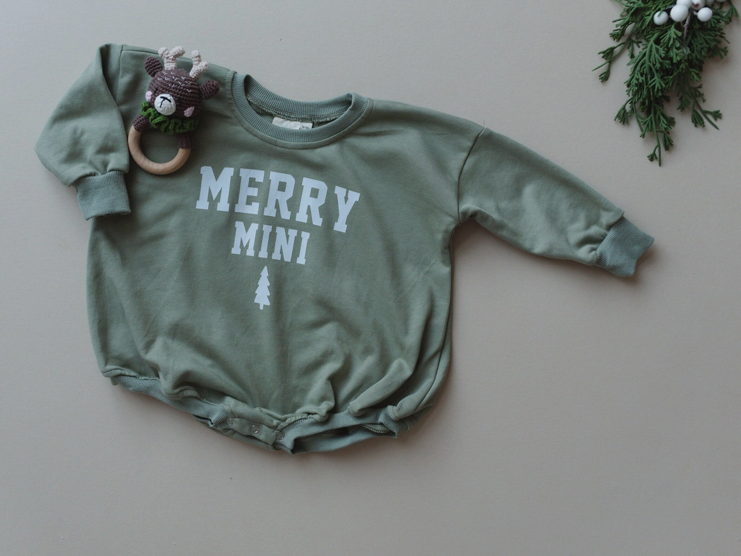 Merry Mini Oversized Sweatshirt Bubble Romper