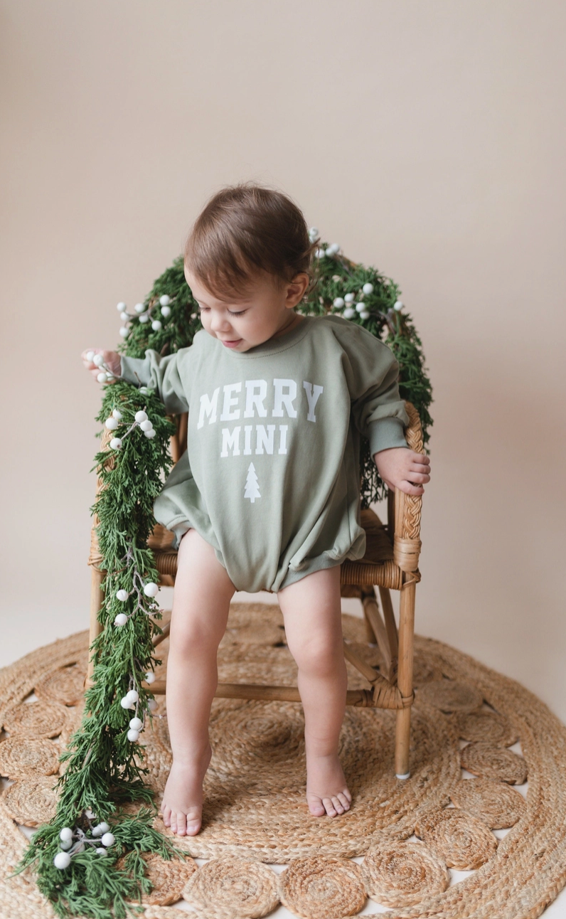 Merry Mini Oversized Sweatshirt Bubble Romper