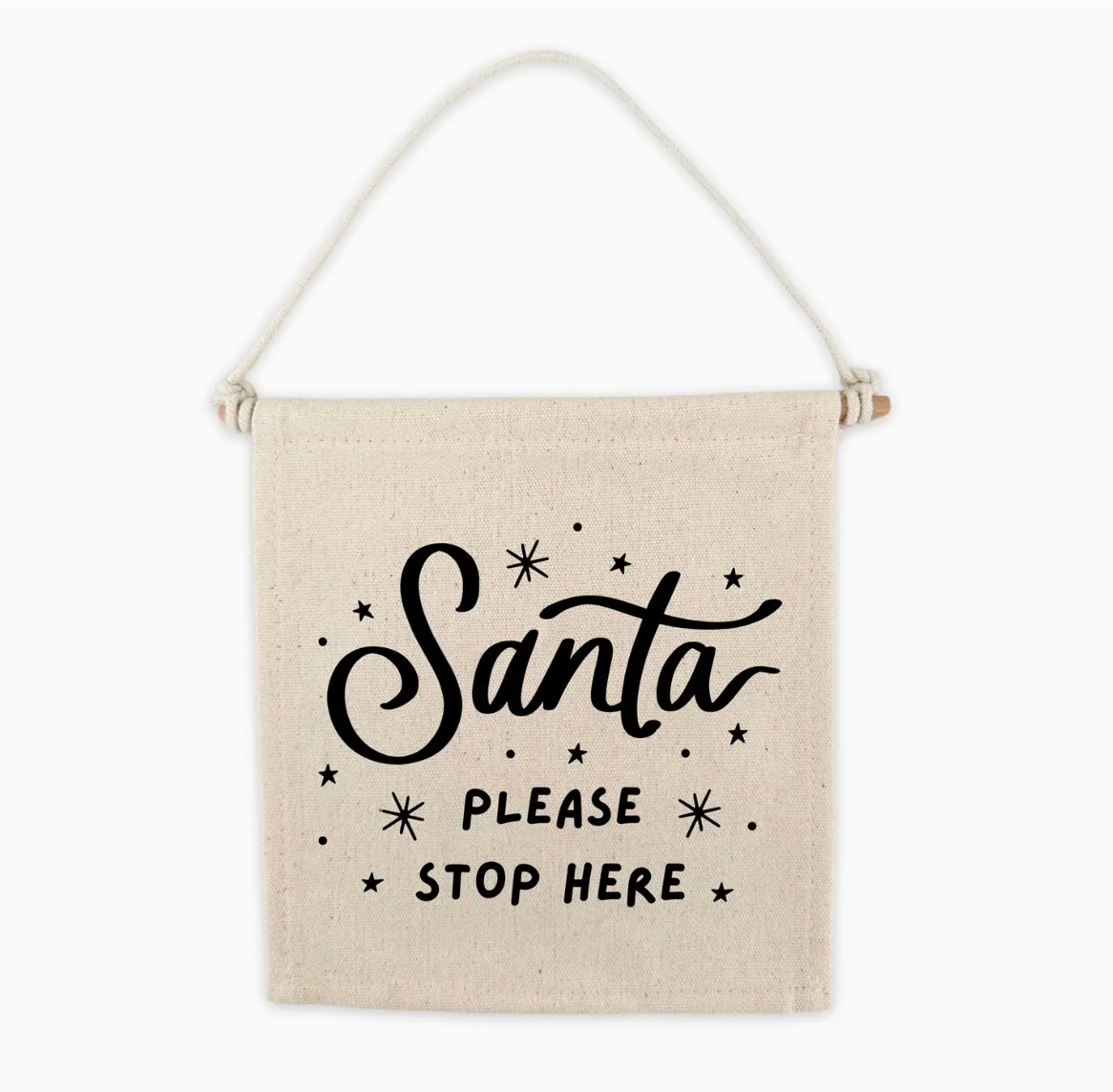 Santa Please Stop Here Canvas Hang Sign Decor