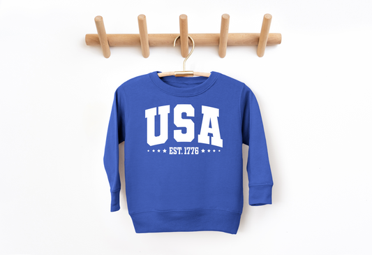USA EST 1776 Toddler Crewneck Sweatshirt