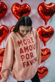 More Amore Por Favor Ladies Oversized Crewneck Sweatshirt