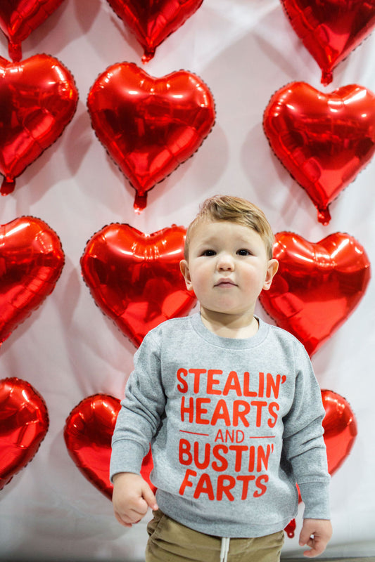 Stealin' Hearts & Bustin' Farts Toddler Crewneck Sweatshirt