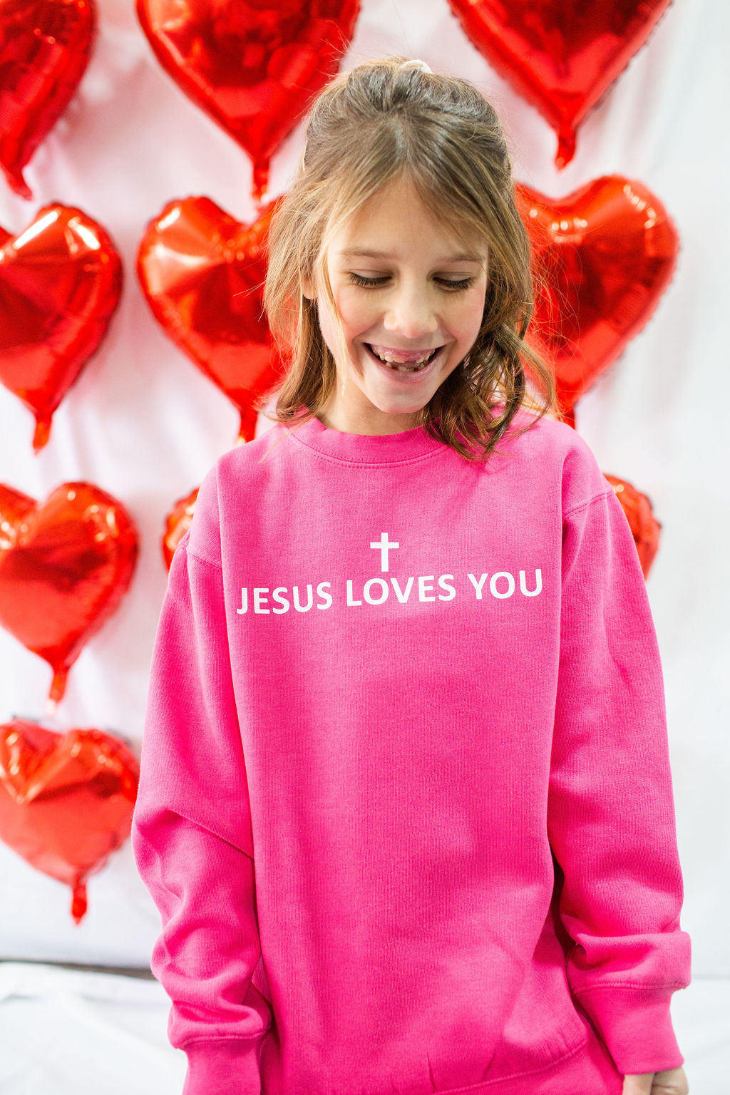 Jesus Loves You Youth Crewneck Sweatshirt