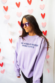 The World Needs More Love Ladies Boxy Crewneck Sweatshirt