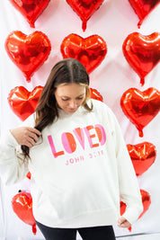 Loved John 3:16 Ladies Boxy Crewneck Sweatshirt