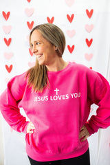 Jesus Loves You Ladies Boxy Crewneck Sweatshirt