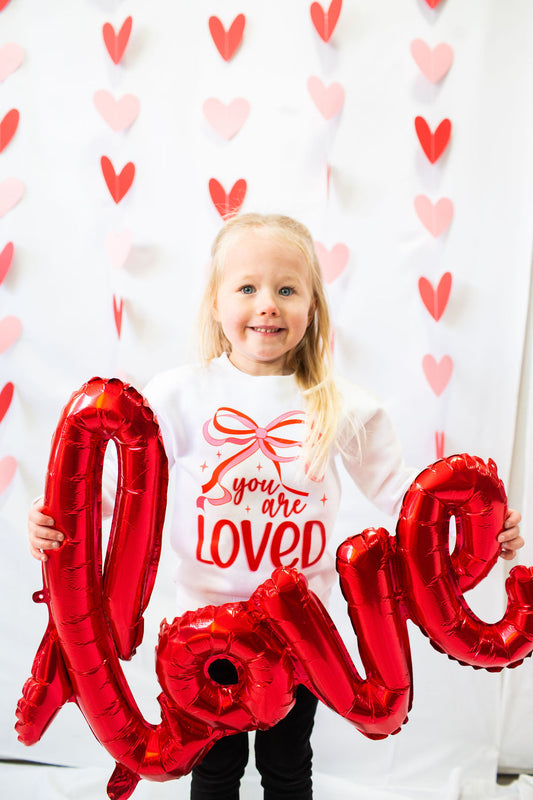 You Are Loved Bow Toddler Crewneck Sweatshirt