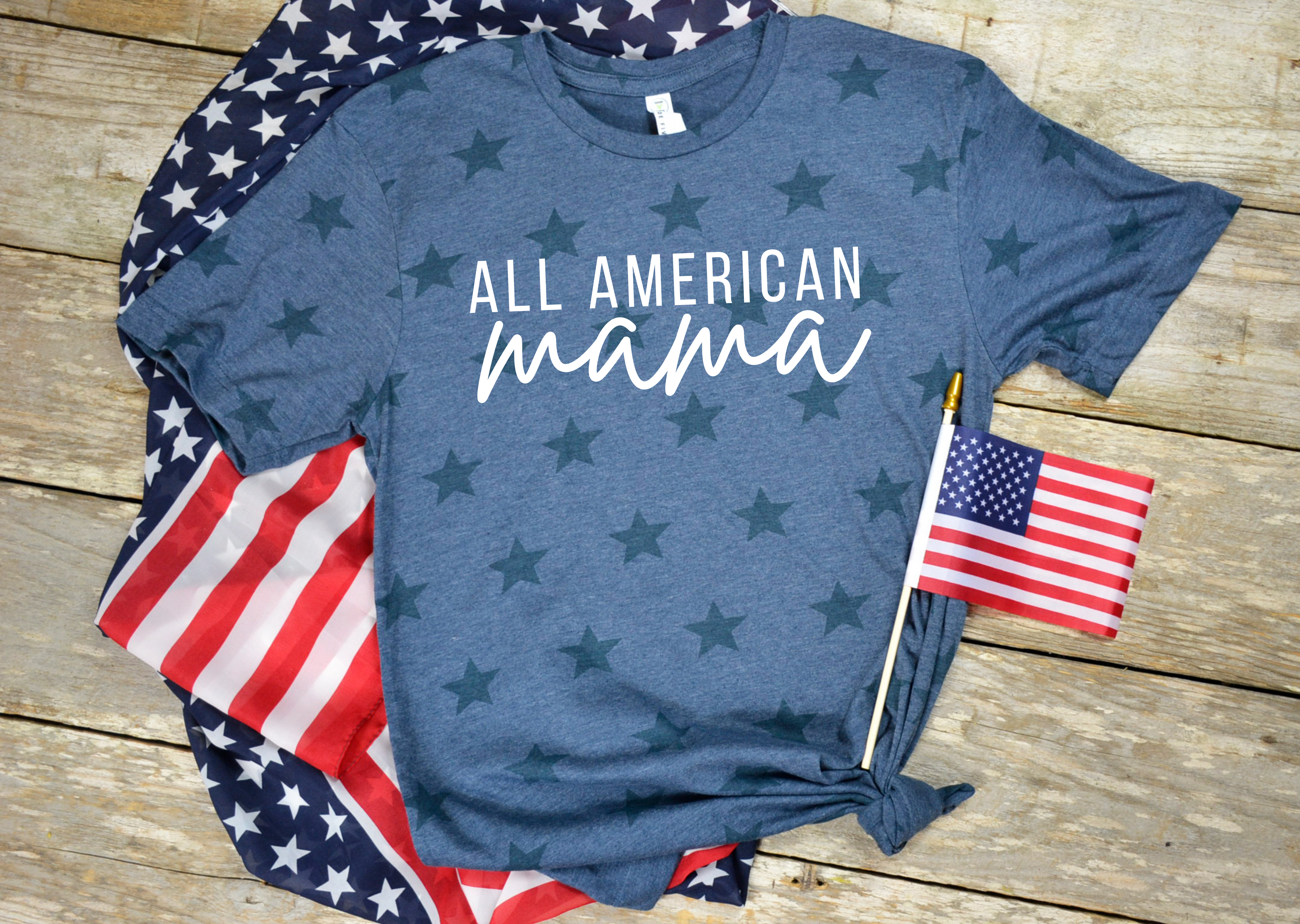 All American Mama Star Short Sleeve T-Shirt