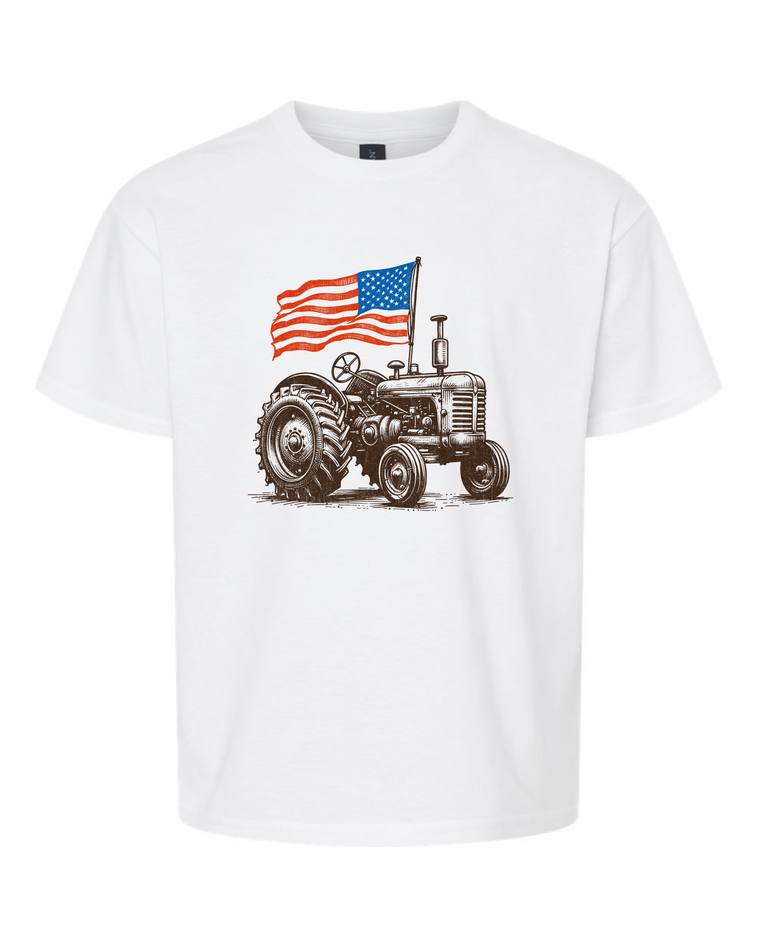 Tractor American Flag Youth T-Shirt
