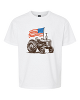 Tractor American Flag Youth T-Shirt