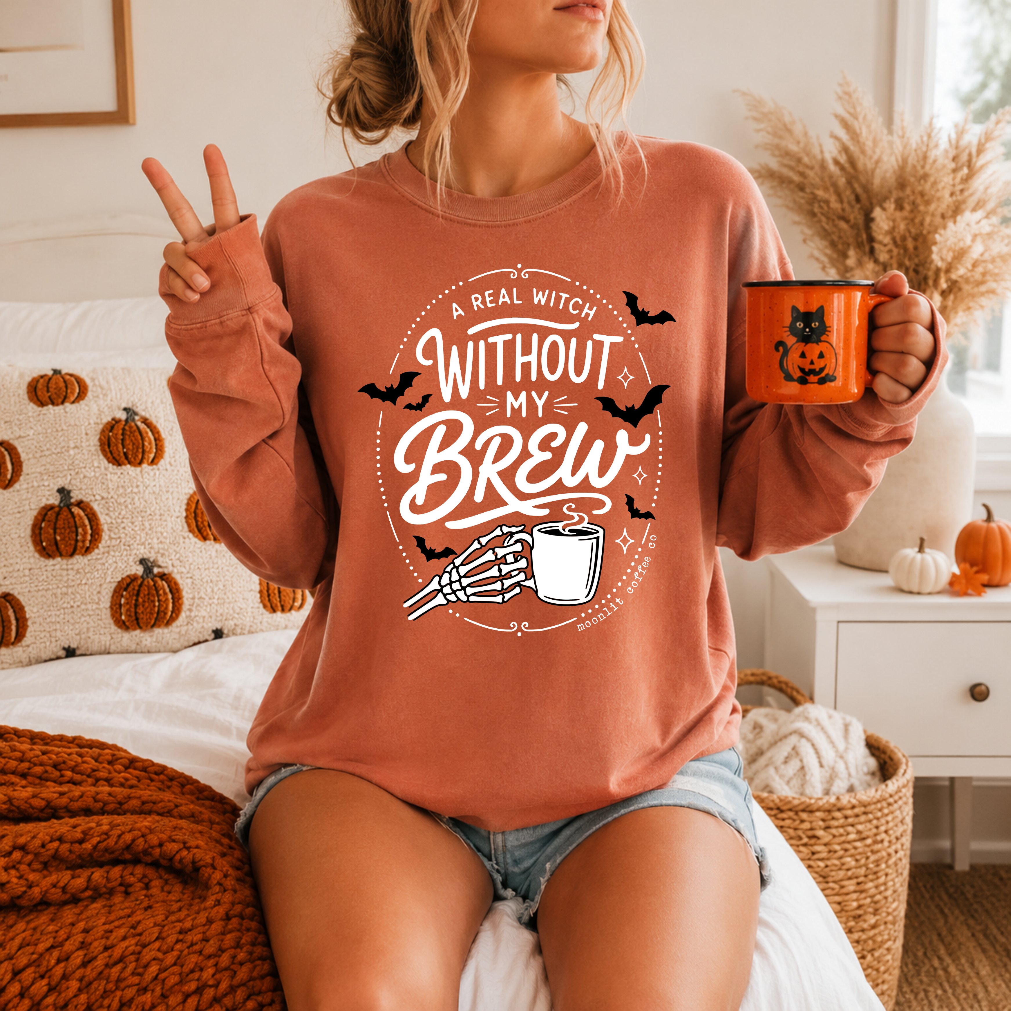 A Real Witch Without My Brew (Coffee) Long Sleeve T-Shirt