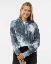 Black Tie-Dye Women's Crop Hooded Sweatshirt